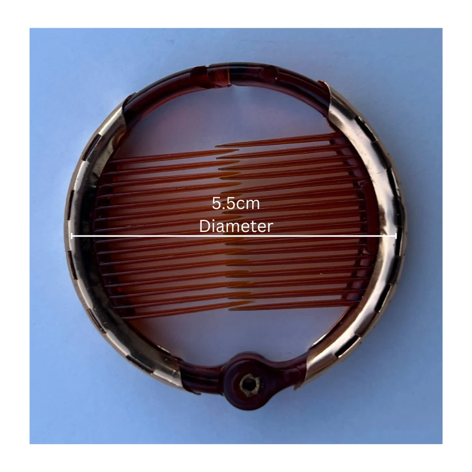 2 x 5.5cm Round Brown Ring Comb Ponytail Holder Hair Clip Accessories - Image 3 of 4