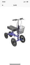 AllCure Quad Wheel All Terrain Foldable Medical Steerable Knee Walker Blue