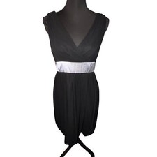 LONDON TIMES Little Black Dress Size 10 Bubble Hem Sleeveless Chiffon Cocktail 