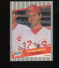 1989 FLEER GLOSSY #629 TOM BROWNING PITCHER PERFECT CINCINNATI REDS