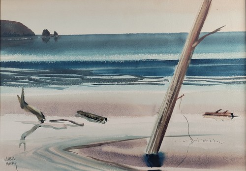 Charles Mulvey Untitled "Seaview" Original Watercolor Matted and Framed - Picture 2 of 7