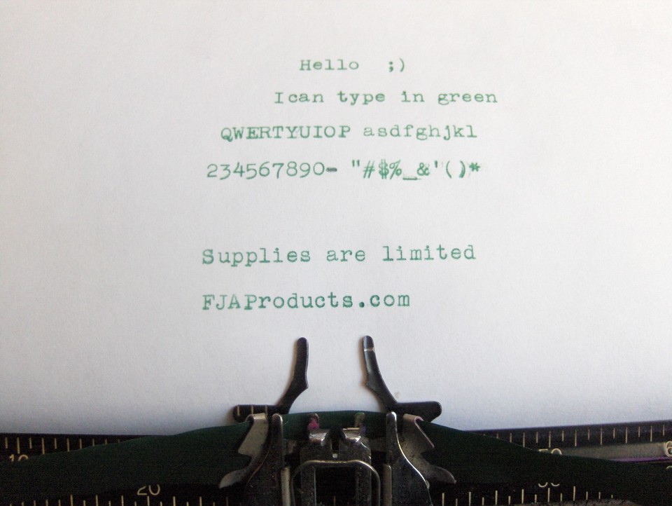 Ruban Machine à écrire Universel - 2 Bobines - Encre Verte - Tissu 1/2" - Neuf