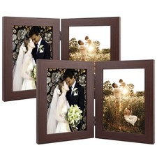 Golden State Art 5x7 Double Picture Frame Vertical Hinged Photo Frame 2 Opening