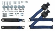 1964-75 Chevy Dark Blue Shoulder Belt Kit 12 Push Button Buckles Hardware