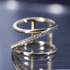 Size 6, vintage vermeil gold over sterling silver 925 band ring cluster cz