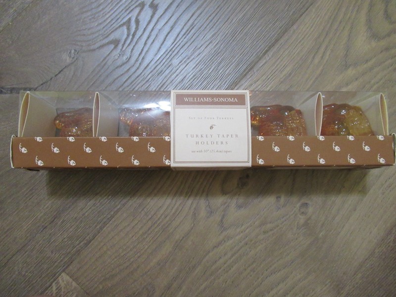 Williams-Sonoma Amber Glass Turkey Candle Holders Set of 4 Taper