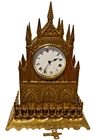 BEAUTIFUL OLD BRASS / BRONZE CATHEDRAL GOTHIC DESIGN CLOCK - VERY RARE - L@@K
