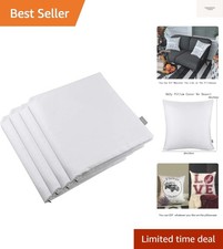 4-Pack 100 Cotton Comfortable Solid Decorative Throw Pillow Case, Square Cus...