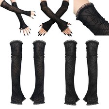 GUANTI LUNGHI DA DONNA in PIZZO SPIDER WEB GUANTI GOTICI HALLOWEEN