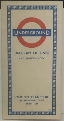 1963 London Underground Diagram of Lines and Station Index