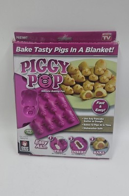 PIGGY POP Silicone Baking Pan Pigs In A Blanket As Seen On TV BPA Free New Box