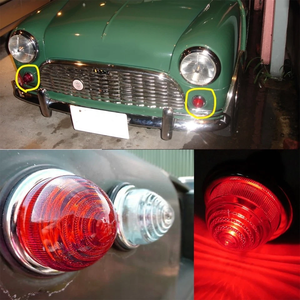 Luces de intermitente/parada rojas delanteras/traseras de 72 mm 2 piezas para Mini Morris Minor clásico Foto 3 de 4