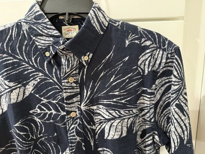 Faherty Brand The Breeze Shirt Men s Size Small Dk Blue Batik Print NWT Linenmix