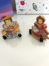Vintage Boyds Bears Yesterday's Child Dollstone Figurine Lot of 2 Girls & Teddy