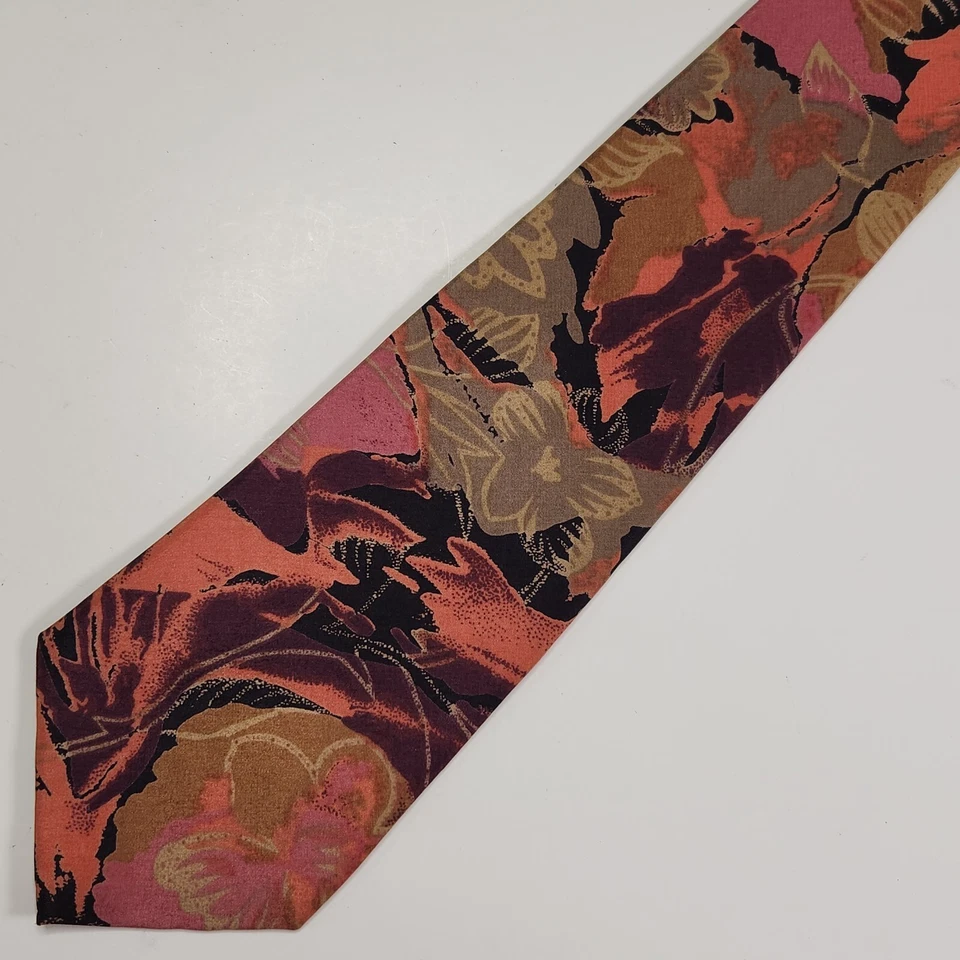 Gravata masculina Bugle Boy EUA 58 x 4 multicolorida floral poliéster gravata vintage - Imagem 2 de 4