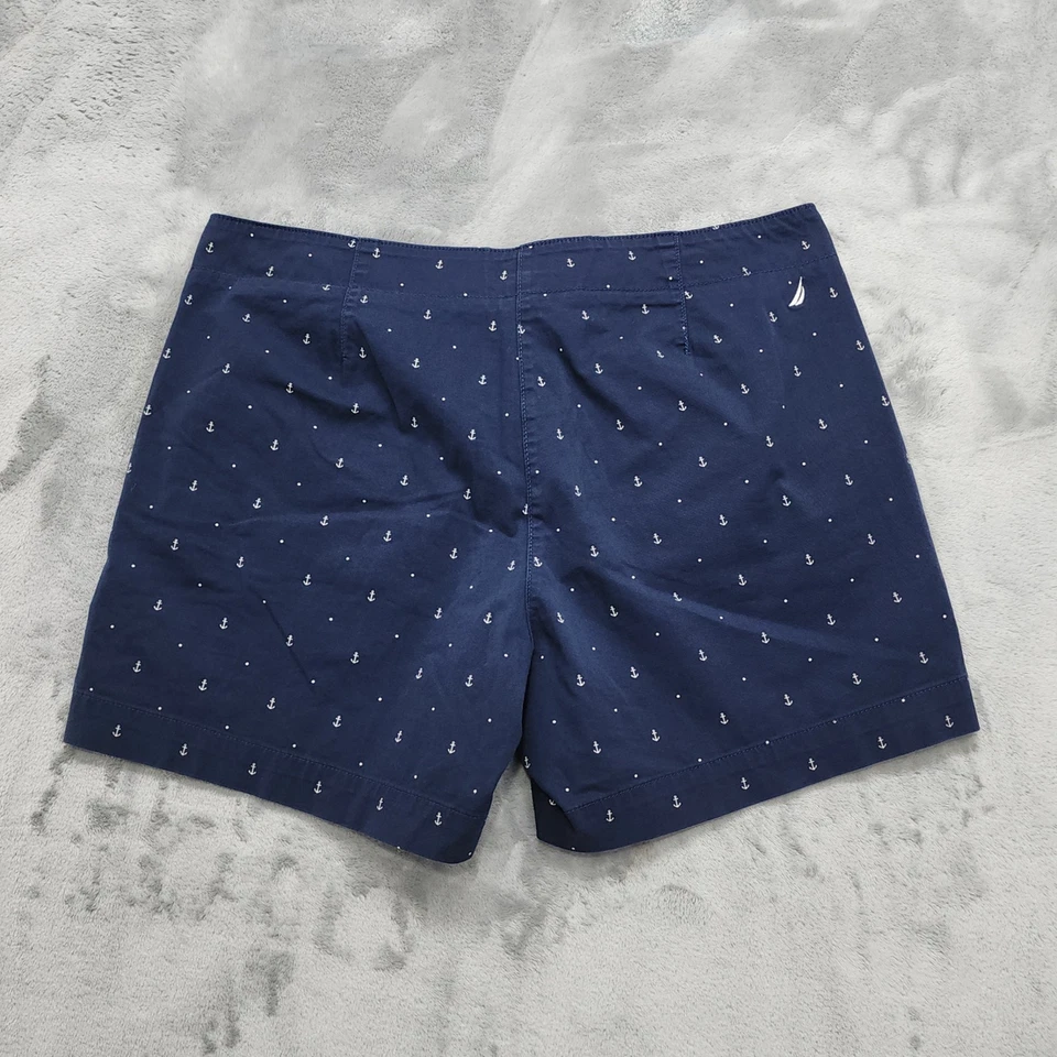 Pantalones Cortos Nautica Para Mujer 10 Azul Blanco Estampado Ancla Chino Preppy Náutico Informal Foto 2 de 4