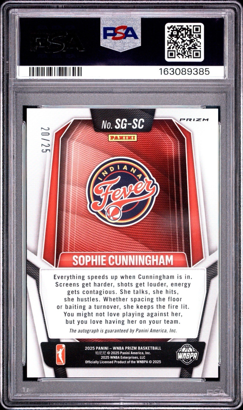 Panini 2025 Prizm WNBA Sophie Cunningham Signatures Mojo /25 PSA 10 Auto 🔥 view 2