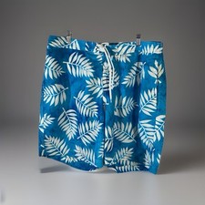 Trunks Brand Men's Size XL Mesh Lined Board Shorts Blue W/ White Palm Leaf