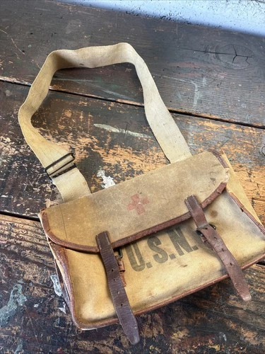 WW1 Era USN Hospital Corps Pouch Bag Navy Military Red Cross Medic