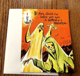 Vintage Deadstock Unused Gibson Halloween Greeting Card Ghouls & Skeletons