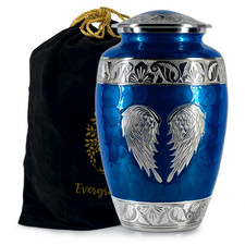 Navy Blue Angel Wings Cremation Urn: Large Memorial Urn for Ashes 200 Lbs 