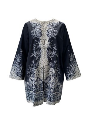Marina Rinaldi Women's Navy Tigrotto Hook Closure Jacket Size 20W/29 NWT