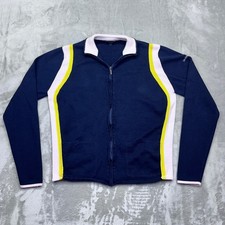 Burberry Golf Jacket Full Zip Navy Blue Track Athletic Striped Cardigan Sz S