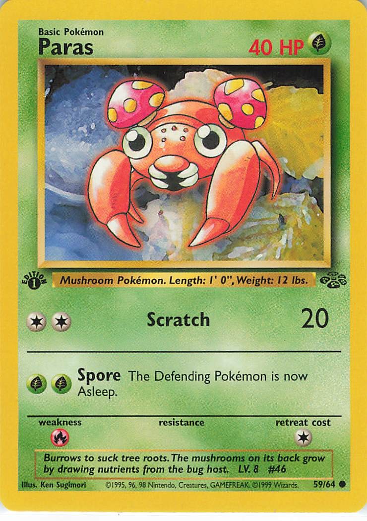 Paras Common Jungle 59 LP Pokemon 1st Edition