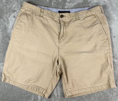 Tommy Hilfiger Khaki Chino Shorts Mens Size 38 Beige Flat Front Casual