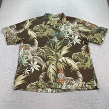 Tommy Bahama Shirt Mens XL Button Up Hawaiian Camp Floral Silk.