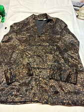 Chico's Design 100 Silk Black and Gold Paisley Mandarin Collar Jacket