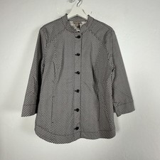 Chico's Womens Black  White Houndstooth Button-Front Jacket Size 2 Stretch
