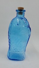VTG WHEATON DR. FISCH'S MINIATURE 3" BITTERS FISH BLUE GLASS BOTTLE