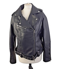 Real Leather Womens Margaret Jacket Size M Bl...
