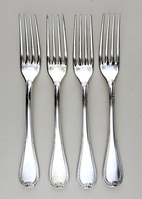 Set of 4 Christofle MALMAISON 8 1/8'' Silver Plate DINNER FORKS France Excellent