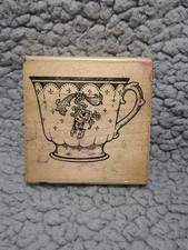 Wood Mounted Rubber Stamp Stampendous China Tea Cup Q06
