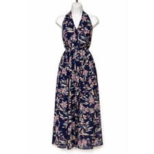Gal Meets Glam Whimsical Floral Halter Maxi Dress Womens Size 8 Wedding Guest