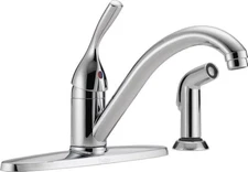 Classic Chrome Kitchen Faucet with Side Sprayer Single Handle 4 Hole