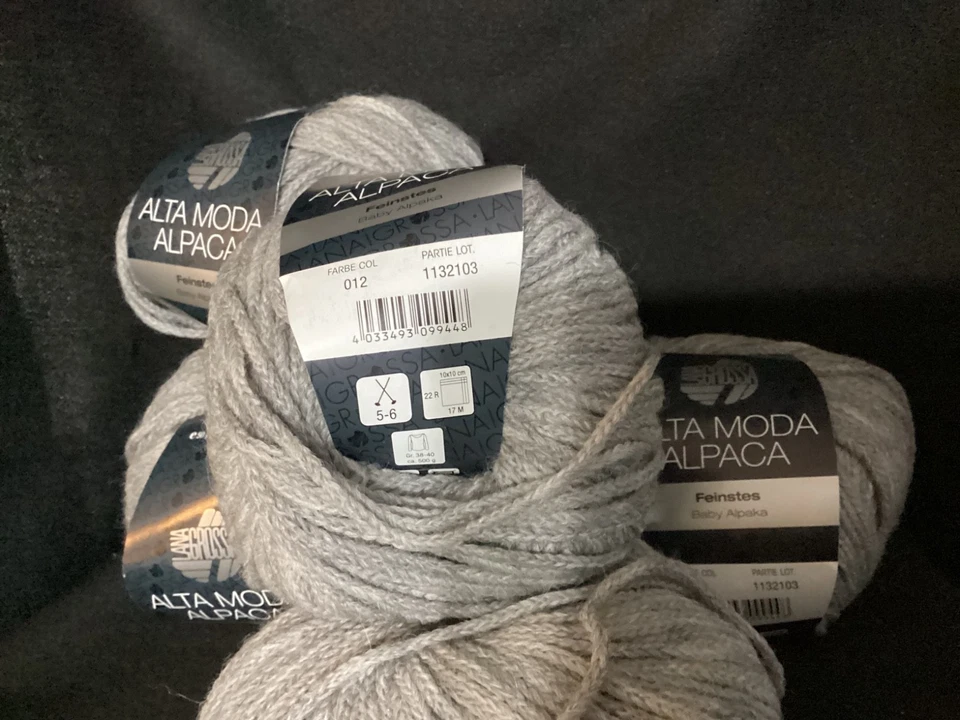 5 Lana Grossa Alta Moda Alpaka Feinstes Baby Alpaka - grau #012 - Bild 2 von 3