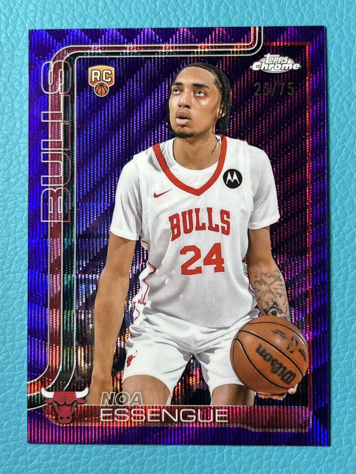 Noa Essengue 2025-26 Topps Chrome Basketball 25/75 Purple Wave RC Bulls #262