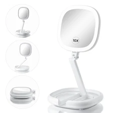 6.3” Makeup Mirror with Light and Magnification, 10X/1X Light Up Makeup Mi