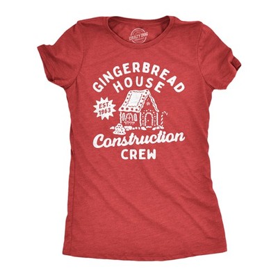 Womens Gingerbread House Construction Crew T Shirt Funny Xmas Treat Joke Tee for