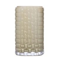 INNA-Glas Blumenvase Mava, Aus Glas, Karomuster, Beige, 12X12X20Cm