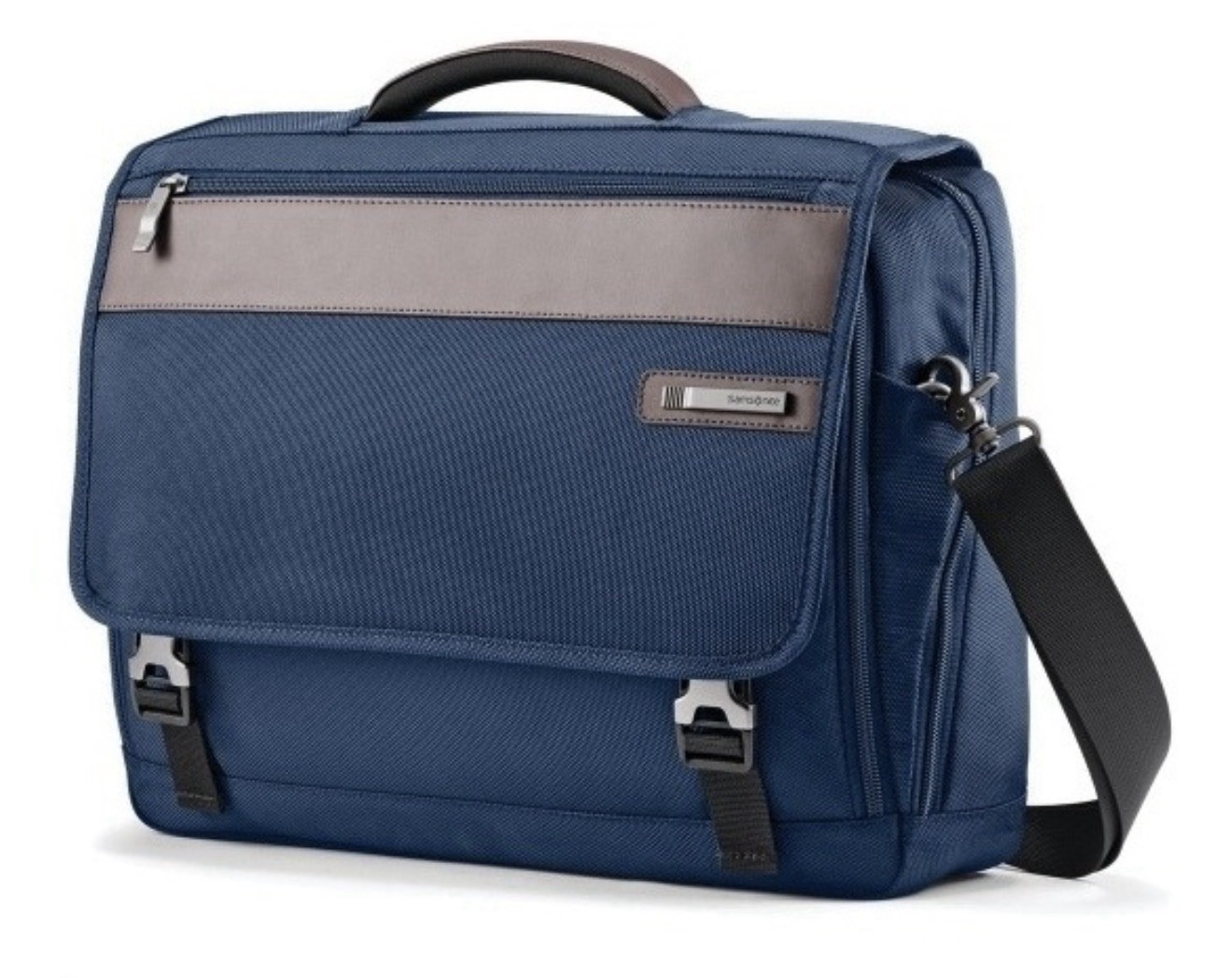 Sansonite Kombi Solapa Sobre Azul Nylon y Cuero Maletín Bolso de Hombro Laptop