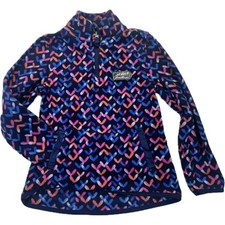 Eddie Bauer Kids Fleece Pullover Quarter Zip Blue Pink Pattern 832LK618 XS 5/6
