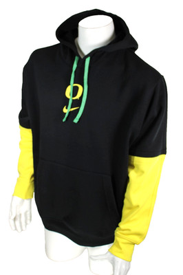 NWT NIKE OREGON DUCKS Size XL Black / Yellow Logo Hoodie Sweatshirt MSRP $85