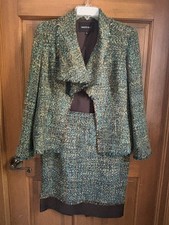 Lafayette 148 Wool Skirt Suit 2 Piece Multi-Color Design