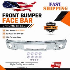Front Bumper For Ford F-150 2009 2010 2011 2012 2013 2014 W Fog Lamps Chrome Us