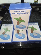  4 CALEO Inflatable Floating Bluetooth Speakers.  Palm Tree - Pool & Bath Time
