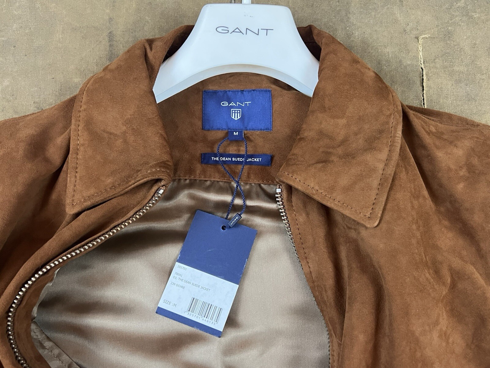 NEW Gant The Dean Suede Bomber Jacket Size Medium Rugger Flight Bomber $1300 image 3